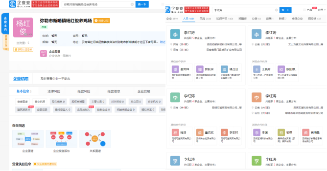 圖13.“李紅濤”，“楊紅俊”相關(guān)企業(yè)信息